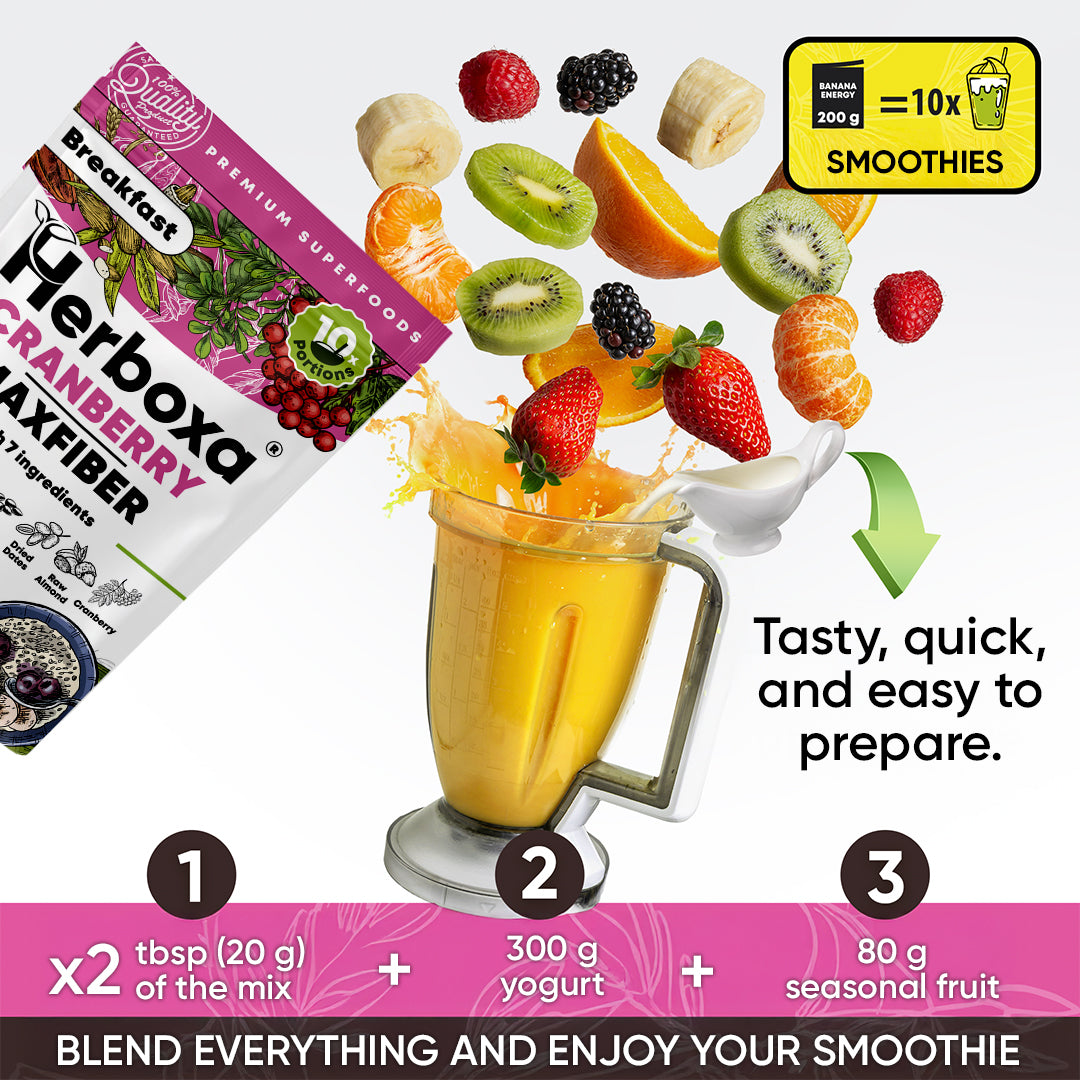 Cranberry Maxfiber - Magas rosttartalmú, egészséges „gyorsétel" reggelire